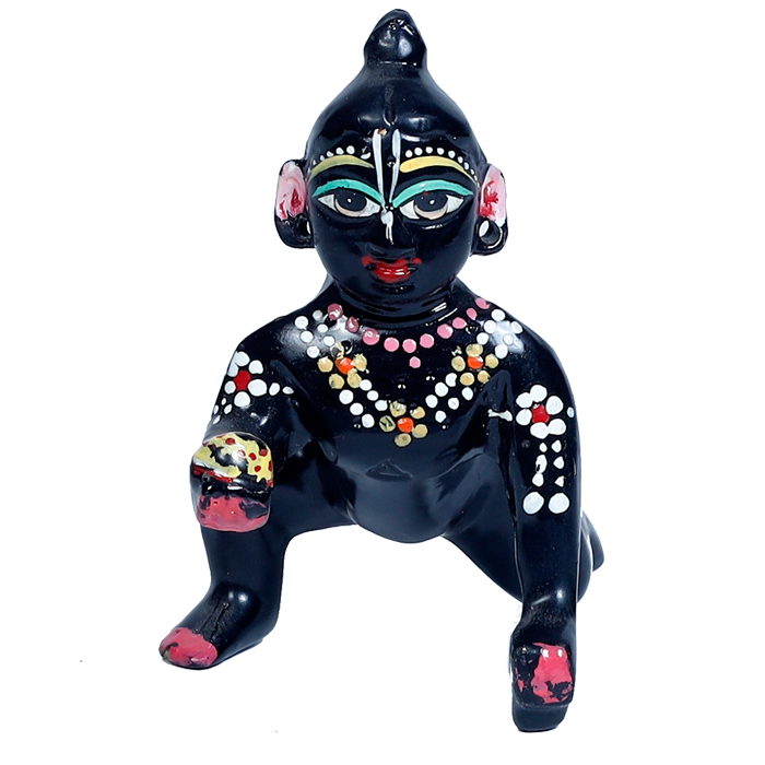 Brass Black Murti 4 No. Laddu Gopal | Laddu Gopal For Janmashtami Special - 4 × 2.5 Inches | For Pooja Temple | Home Decor | Office & Mandir Decoration And Gifts