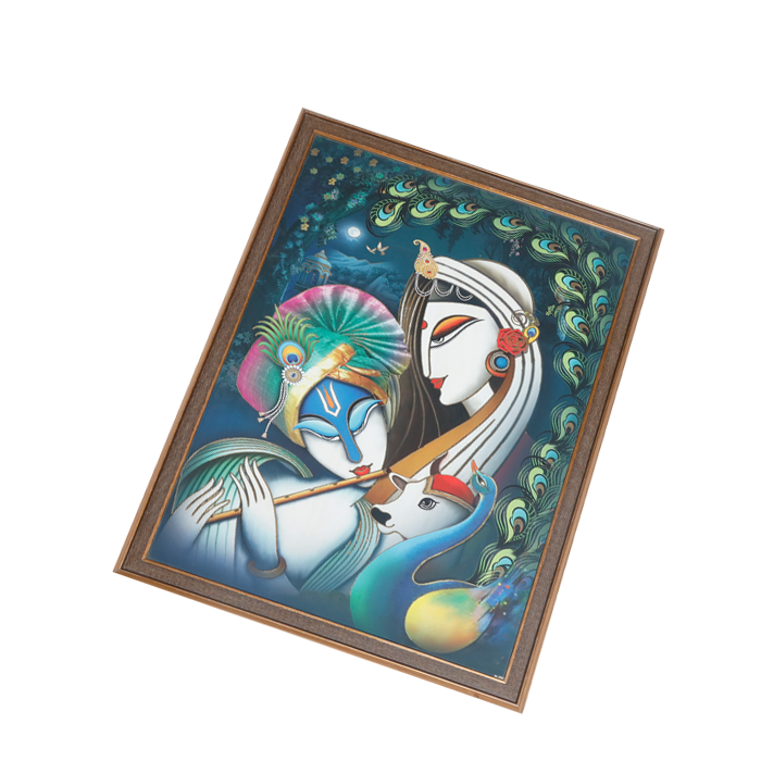 Goddess Radha And Lord Krishan Photo Frame - 26 × 20 Inches | For Pooja Temple | Home Decor And Gifts