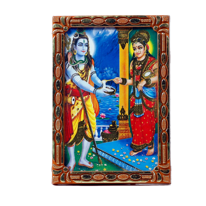 Lord Shiva And Annapurna Devi Mata Photo Frame - 5 × 3 Inches | For Pooja Temple | Home Decor | Office Decoration | Mandir Decoration And Gifts