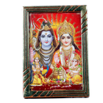Lord Shiva Family Photo Frame | God Shiva, Parvati, Ganesh And Kartikeya - 5 × 3 Inches | For Pooja Temple | Home Decor | Office & Mandir Decoration And Gifts