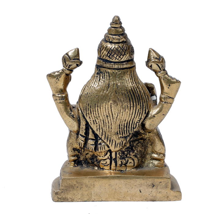 Brass Murti Goddess Lakshmi Ji Is Sitting On Throne - 3.5 × 2.5 Inches | For Pooja Temple | Home Decor | Office & Mandir Decoration And Gifts