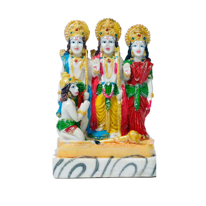 Lord Ram Darbar Marble Dust Murti Idol - 5 × 5 Inches | For Pooja Temple | Home Decor | Office Decoration | Mandir Decoration And Gifts