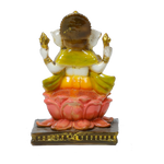 Lord Ganesha Is Sitting On The Throne Marble Dust Murti Idol - 6 × 4 Inches | For Pooja Temple | Home Decor | Office Decoration | Mandir Decoration And Gifts