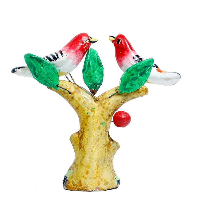Pair Of Birds Sitting On A Tree Terracotta Clay Murti Idol - 6 × 6 Inches | Home Decor | Office Decoration | Mandir Decoration And Gifts