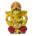 Lord Ganesha Is Sitting On Throne Marble Dust Murti Idol - 6 x 4 Inches | For Pooja Temple | Home Decor | Office Decoration | Mandir Decoration And Gifts