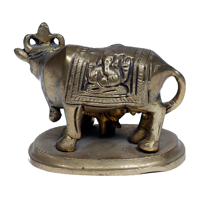 Brass Murti 3 No. Cow And Collins - 2.5 × 3.5 Inches | 3 × 3.5 Inches | For Pooja Temple | Home Decor | Office & Mandir Decoration | Vastu & Spiritual Decor, Ideal for Worship And Gifts