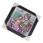 Goddess Radha And Lord Krishan Photo Frame - 11 × 11 Inches | For Pooja Temple | Home Decor And Gifts