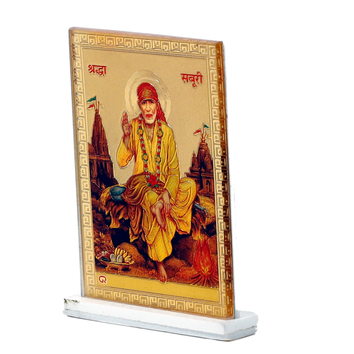 Shri Sai Baba Photo - 4 × 2 Inches | For Pooja Temple | Home Decor | Car Dashboard | Office & Mandir Decoration And Gifts