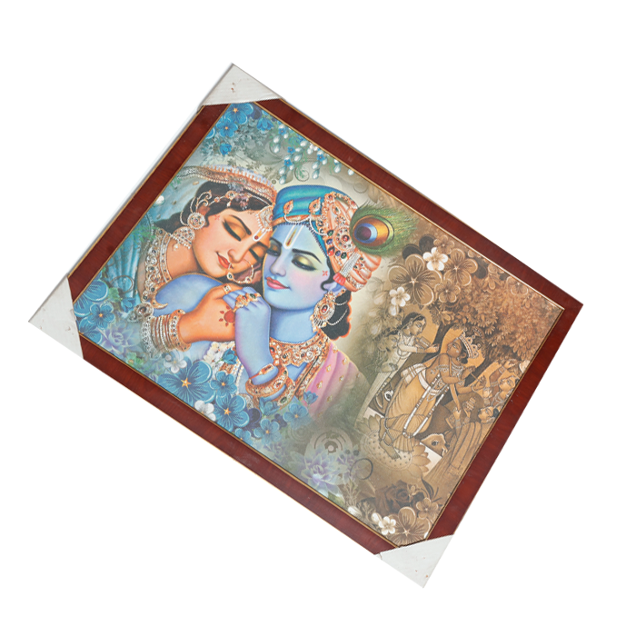Goddess Radha And Lord Krishan Photo Frame - 26 × 20 Inches | For Pooja Temple | Home Decor And Gifts