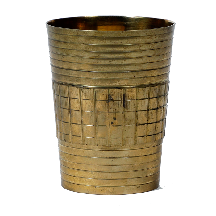 Drinking Brass Tumbler with Embossed Design | Brass Dining Glass - 4 × 3 Inches | 3 × 2.5 Inches | For Daily Use | Traditional Kitchenware And Pooja Temple
