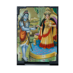Lord Shiva And Goddess Annapurna Devi Photo Frame - 7 × 5 Inches | For Pooja Temple | Home Decor | Office Decoration | Mandir Decoration And Gifts