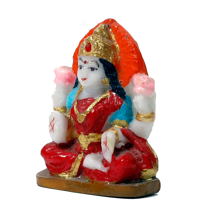 Goddess Lakshmi Mata Is Sitting On Throne | Marble Dust Murti Idol - 3 x 2 Inches | For Pooja Temple | Home Decor | Office Decoration | Mandir Decoration And Gifts
