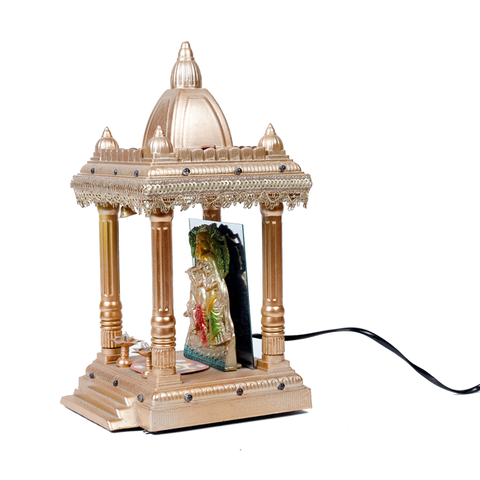 Goddess Radha And Lord Krishna Is Sitting In The Temple - 11 × 6 Inches | Golden Floor Rested Home Temple Light | Home Decor | Office Decoration | Mandir Decoration And Gifts