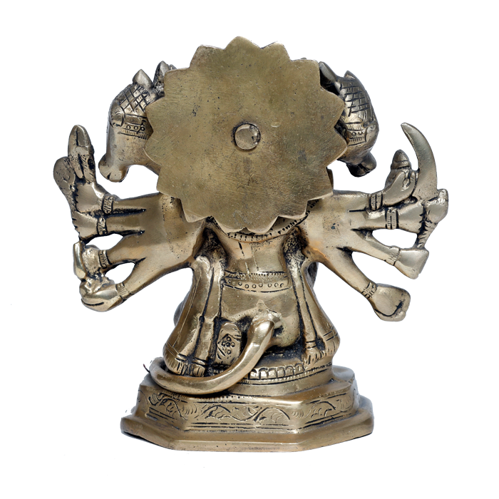 Brass Murti Panchmukhi Hanuman Ji - 7 × 6.5 Inches | For Pooja Temple | Home Decor | Office & Mandir Decoration And Gifts