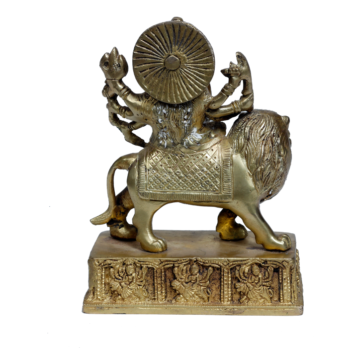 Brass Murti Goddess Durga Mata Is Sitting On Lion | For Pooja Temple | Home Decor | Office & Mandir Decoration And Gifts