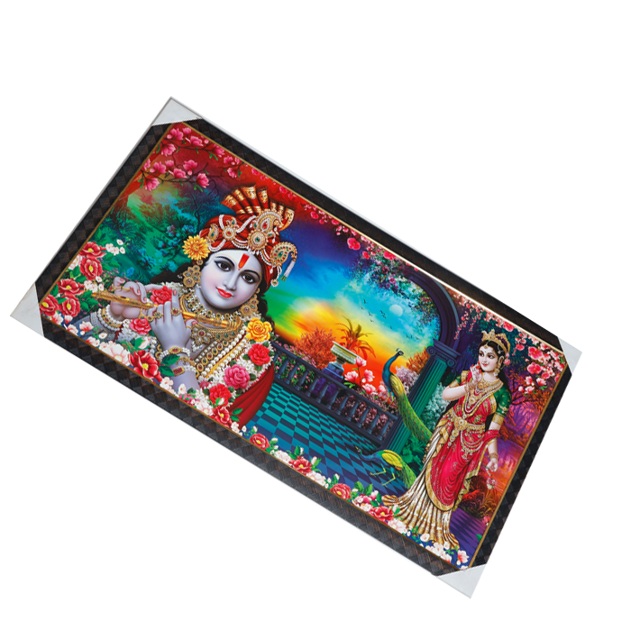 Goddess Radha And Lord Krishan Photo Frame - 21 × 39 Inches | For Pooja Temple | Home Decor And Gifts