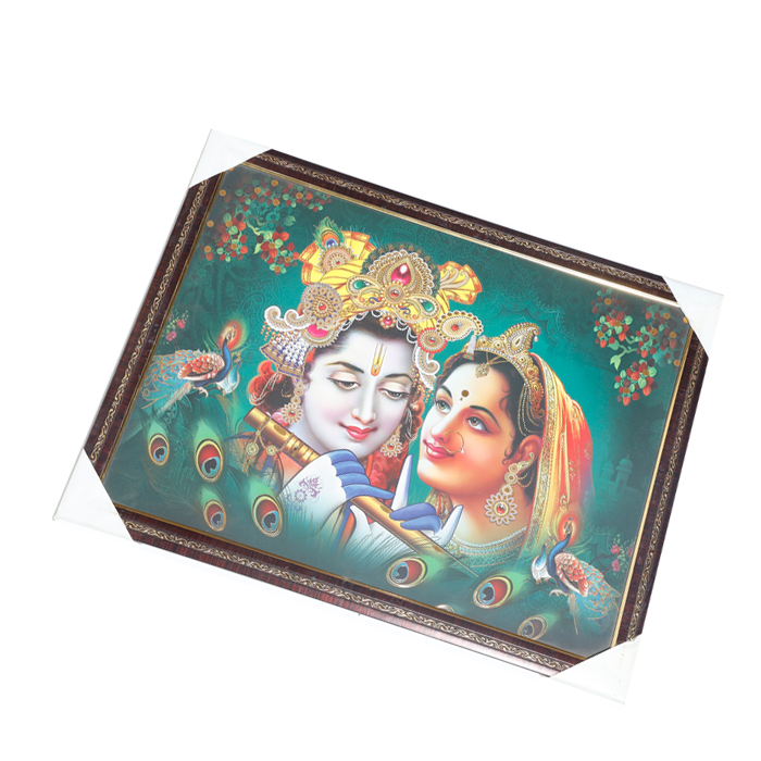 Goddess Radha And Lord Krishan Photo Frame - 20 × 26 Inches | For Pooja Temple | Home Decor And Gifts