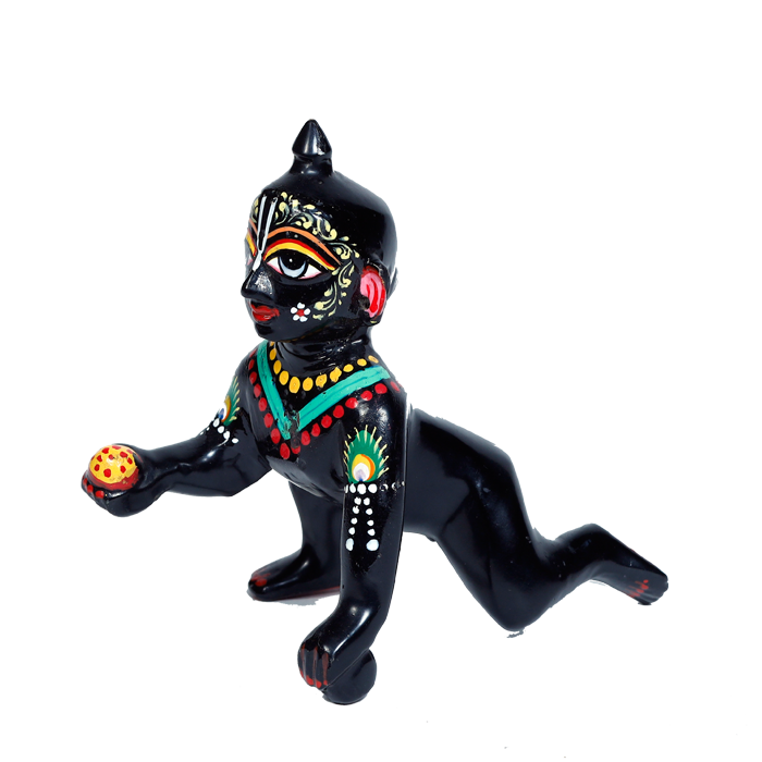 Brass Black Murti 6 No. Laddu Gopal | Laddu Gopal For Janmashtami Special - 5.5 × 3.5 Inches | For Pooja Temple | Home Decor | Office & Mandir Decoration And Gifts
