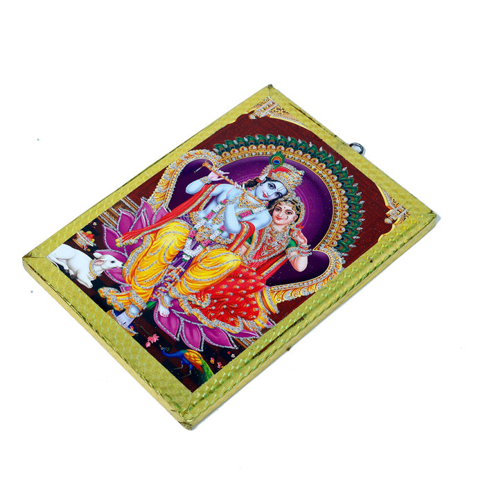 Lord Krishna And Goddess Radha Photo Frame - 7 x 5 Inches | For Pooja Temple | Home Decor | Office Decoration | Mandir Decoration And Gifts