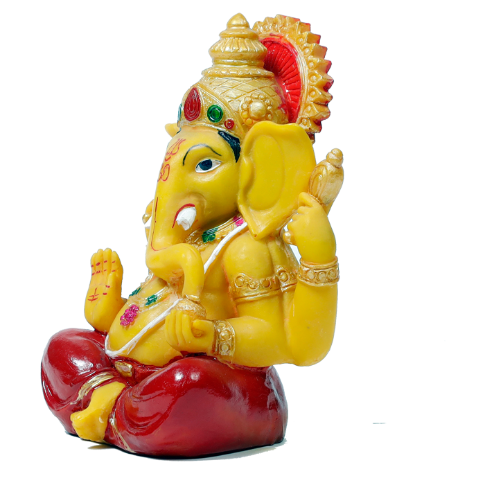 Lord Ganesha Is Sitting On Throne Marble Dust Murti Idol - 8 x 5 Inches | For Pooja Temple | Home Decor | Office Decoration | Mandir Decoration And Gifts