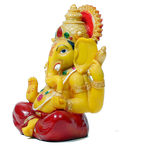 Lord Ganesha Is Sitting On Throne Marble Dust Murti Idol - 8 x 5 Inches | For Pooja Temple | Home Decor | Office Decoration | Mandir Decoration And Gifts