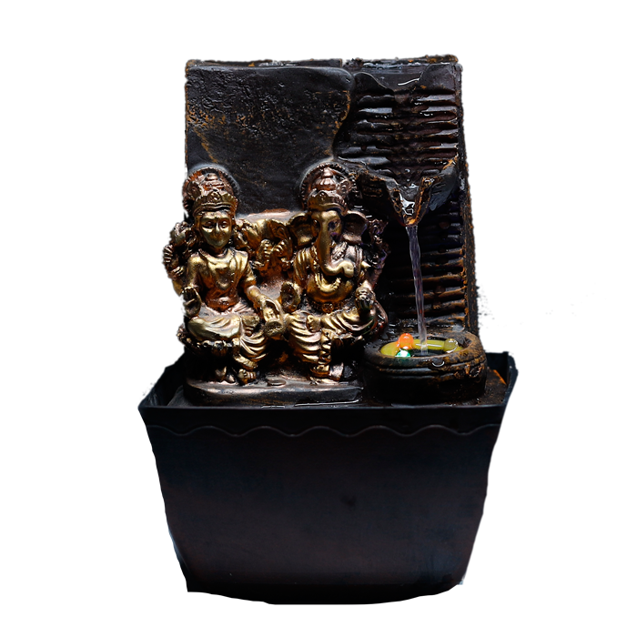 Lord Shiva Family Smoke Water Fountain With Lightning Effect - 8 × 4Inches | For Pooja Temple | Home Decor | Mandir Decoration And Gifts