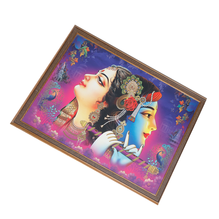 Goddess Radha And Lord Krishan Photo Frame - 26 × 20 Inches | For Pooja Temple | Home Decor And Gifts