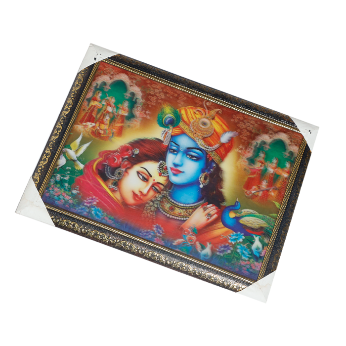 Goddess Radha And Lord Krishan 3D Photo Frame - 14 × 17 Inches | For Pooja Temple | Home Decor And Gifts
