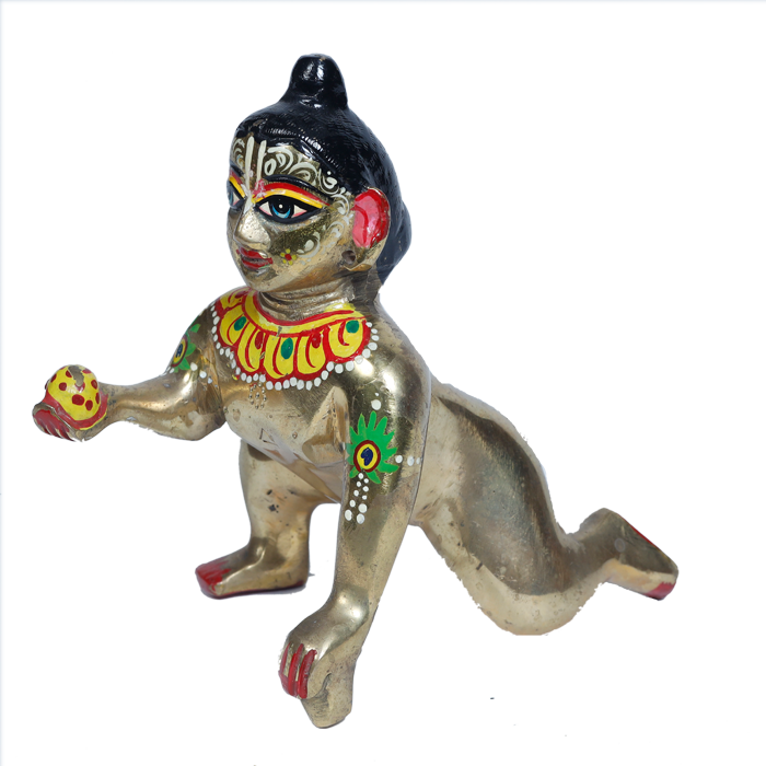 Brass Murti Laddu Gopal Shringar | Laddu Gopal For Janmashtami Special - 6 × 4 Inches | For Pooja Temple | Home Decor | Office & Mandir Decoration And Gifts