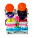 Goddess Lakshmi Mata & Lord Ganesha Is Sitting On Throne Marble Dust Murti Idol - 5 x 3 Inches | For Pooja Temple | Home Decor | Office Decoration | Mandir Decoration And Gifts