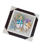 Goddess Radha And Lord Krishan Photo Frame - 11 × 11 Inches | For Pooja Temple | Home Decor And Gifts