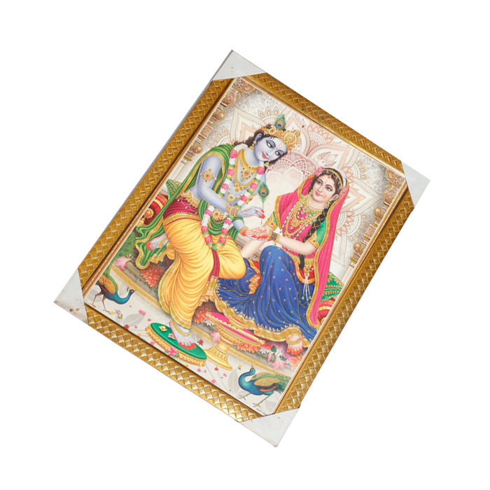 Goddess Radha And Lord Krishan Photo Frame - 26 × 20 Inches | For Pooja Temple | Home Decor And Gifts