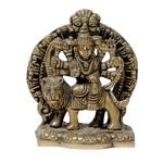 Brass Murti Goddess Durga Mata Is Sitting On Lion - 3 × 2.5 Inches | For Pooja Temple | Home Decor | Office & Mandir Decoration And Gifts