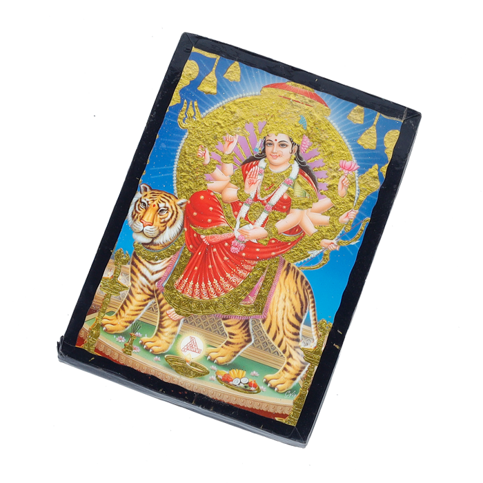 Goddess Durga Mata Is Sitting On The Lion Photo Frame - 7 x 5 Inches | For Pooja Temple | Home Decor | Office Decoration | Mandir Decoration And Gifts