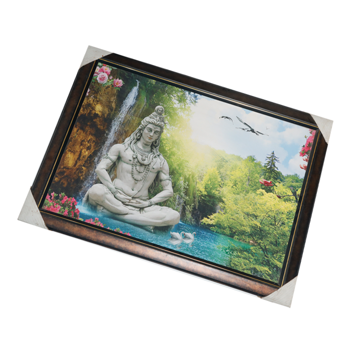 Lord Shiva Shankar Photo Frame - 31 × 23 Inches | For Pooja Temple | Home Decor And Gifts