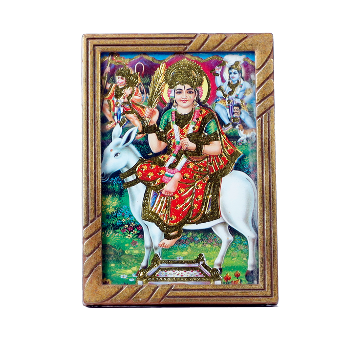 Goddess Sheetala Mata Is Sitting On Donkey Photo Frame - 5 × 3 Inches | For Pooja Temple | Home Decor | Office & Mandir Decoration And Gifts