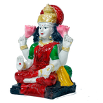 Goddess Lakshmi Mata Is Sitting On The Stool Marble Dust Murti Idol - 5 × 3 Inches | For Pooja Temple | Home Decor | Office Decoration | Mandir Decoration And Gifts