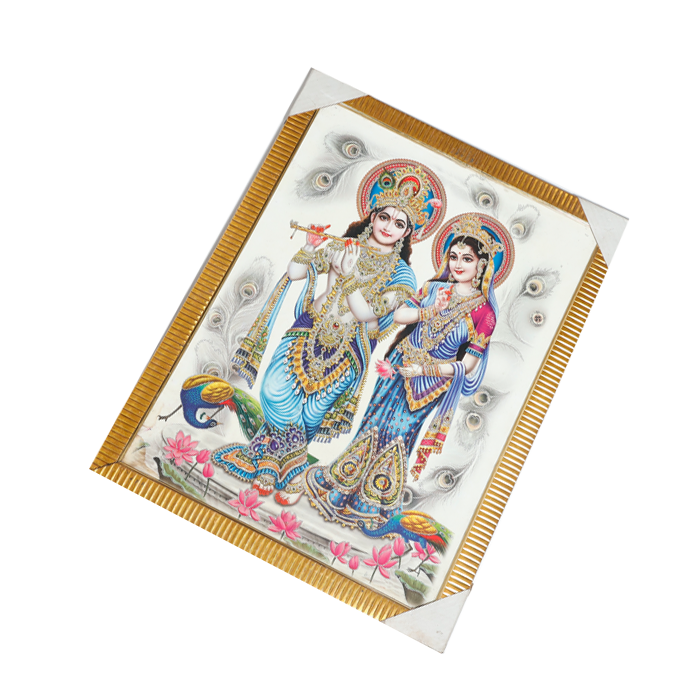 Goddess Radha And Lord Krishan Photo Frame - 26 × 20 Inches | For Pooja Temple | Home Decor And Gifts