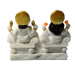 Goddess Lakshmi Mata & Lord Ganesha Is Sitting On Throne | Marble Dust Murti Idol - 4 x 5 Inches | For Pooja Temple | Home Decor | Office Decoration | Mandir Decoration And Gifts