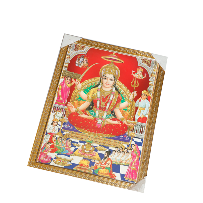Goddess Santoshi Mata Photo Frame - 26 × 20 Inches | For Pooja Temple | Home Decor And Gifts