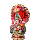 Lord Ganesha Is Sitting On Throne Terracotta Clay Murti Idol - 6 × 3 Inches | For Pooja Temple | Home Decor And Gifts