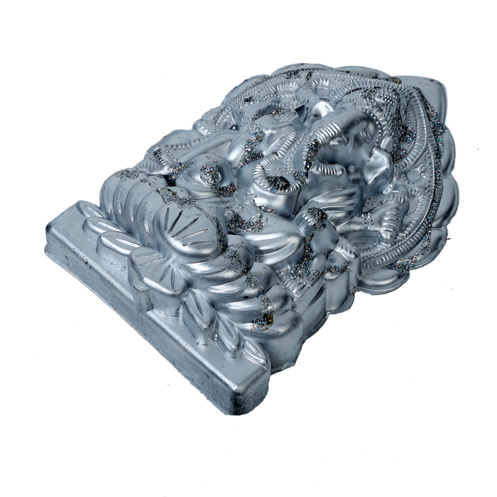 Lord Ganesha Is Sitting On Throne | decorative Plastic Murti Idol - 7 × 5 Inches | For Pooja Temple | Home Decor | Office & Mandir Decoration And Gifts
