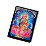 Goddess Lakshmi Mata Is Sitting On Lotus Flower | Photo Frame - 7 x 5 Inches | For Pooja Temple | Home Decor | Office Decoration | Mandir Decoration And Gifts