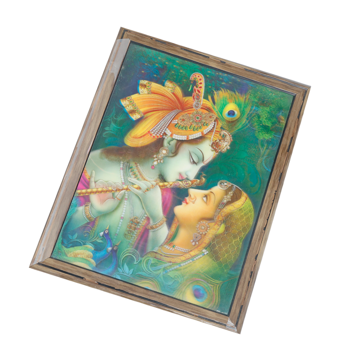 Goddess Radha And Lord Krishan Photo Frame - 17 × 13 Inches | For Pooja Temple | Home Decor And Gifts