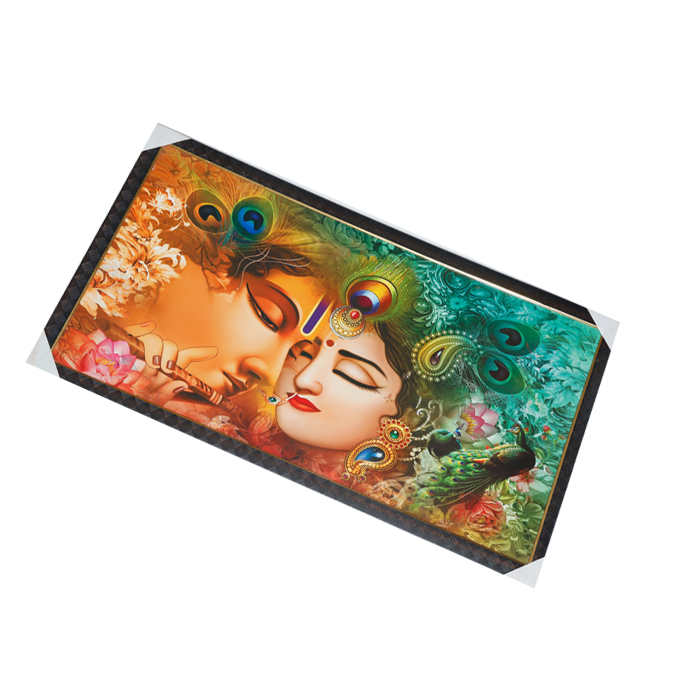 Goddess Radha And Lord Krishan Photo Frame - 21 × 39 Inches | For Pooja Temple | Home Decor And Gifts
