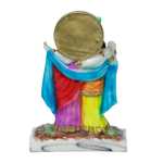 Goddess Radha And Lord Krishna Are Standing At The Chowki | Marble Dust Murti Idol - 6 × 4 Inches | For Pooja Temple | Home Decor | Office Decoration | Mandir Decoration And Gifts