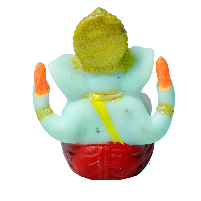 Lord Ganesha Is Sitting On Throne | Solid Plastic Murti Idol - 4 x 3 Inches | For Pooja Temple | Home Decor | Office Decoration | Mandir Decoration And Gifts