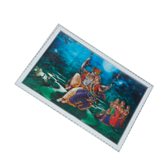 Goddess Radha And Lord Krishan Photo Frame - 17 × 25 Inches | For Pooja Temple | Home Decor And Gifts