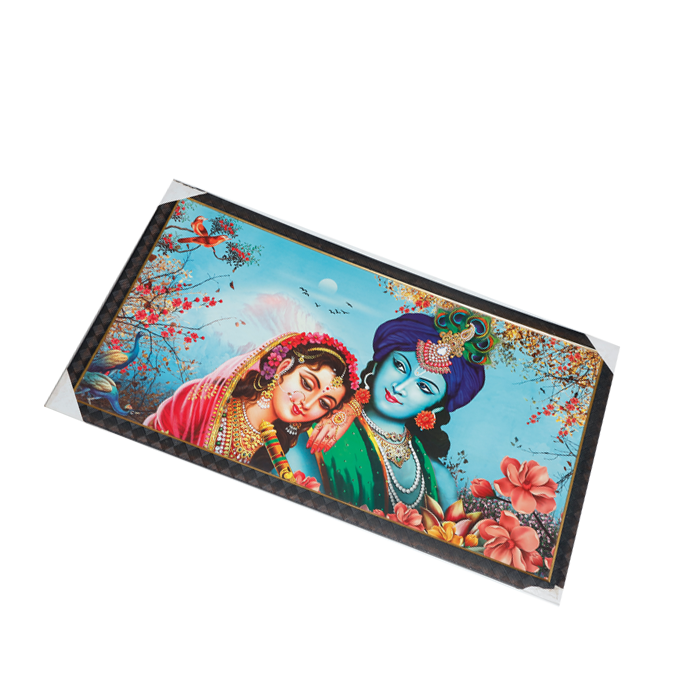 Goddess Radha And Lord Krishan Photo Frame - 21 × 39 Inches | For Pooja Temple | Home Decor And Gifts