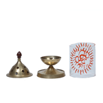 Brass OM Akhand Diya Pooja Mandir | Diya With Glass Cover - 7 × 3.5 Inches | 7 × 4 Inches | For Pooja Temple | Home & Mandir Decoration And Gifts